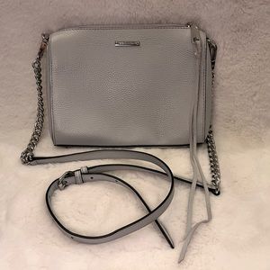Rebecca Minkoff Moto 3 Zip Crossbody Bag in Light Grey
